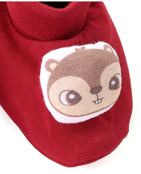 Babyhug 100% Cotton Knit Full Sleeves Chipmunk Printed Romper with Headband & Booties - Dark Pink
