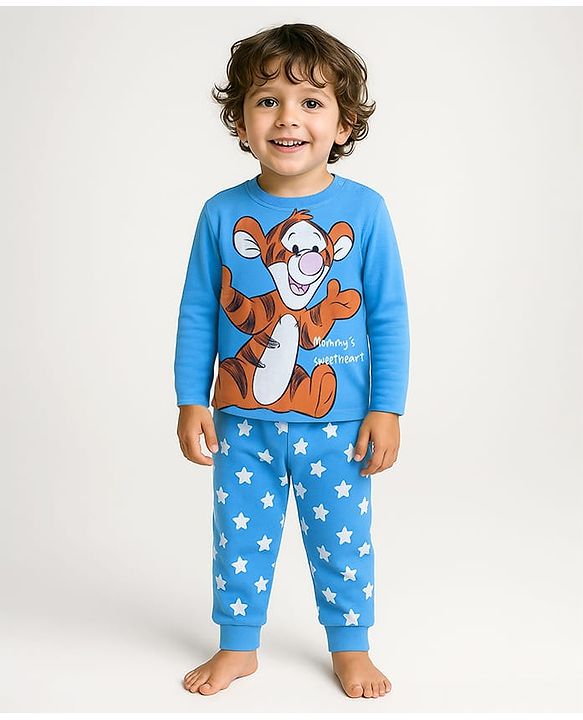 Babyhug Disney Single Jersey Knit Full Sleeves Night Suit With 101 Dalmatian Print - White main image 1