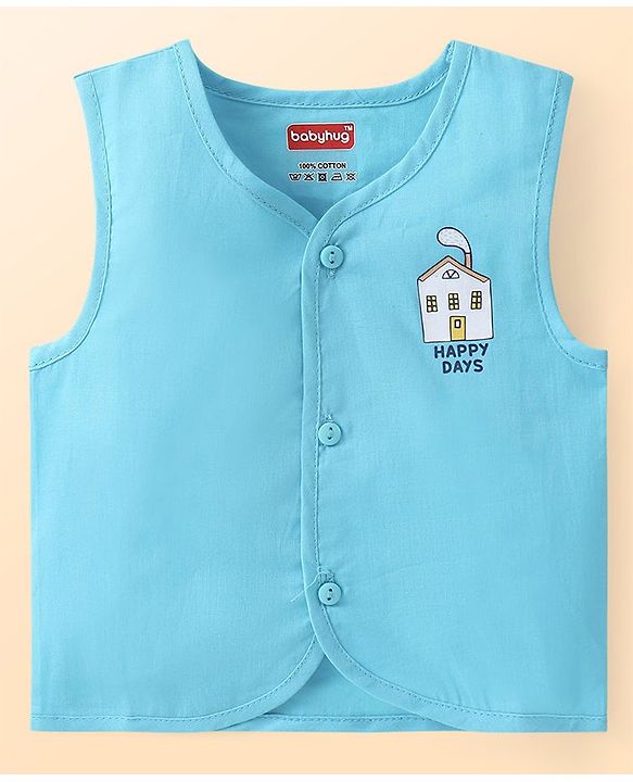 Babyhug 100% Cotton Woven Sleeveless Striped & Dino Printed Jhabla Pack of 3 - White & Blue