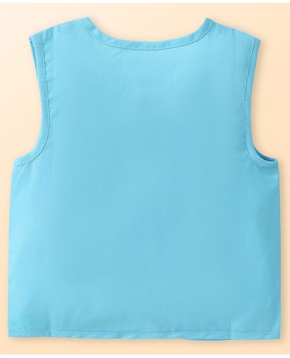Babyhug 100% Cotton Woven Sleeveless Striped & Dino Printed Jhabla Pack of 3 - White & Blue
