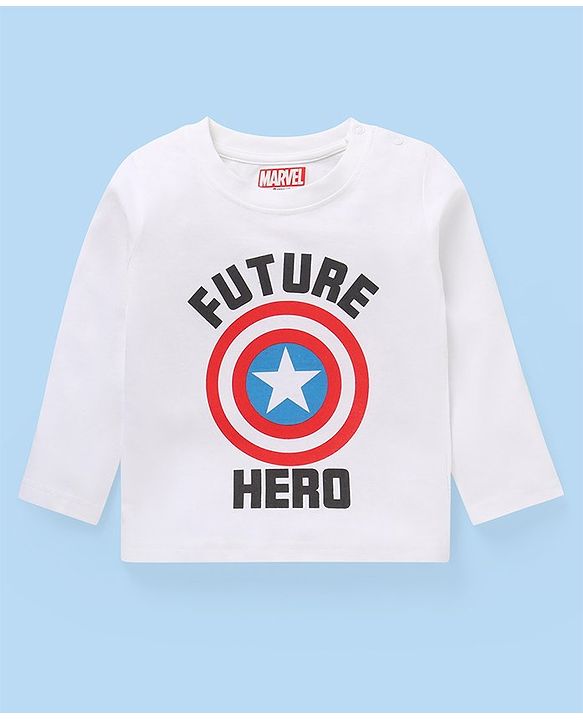 Babyhug Marvel Single Jersey Knit   Full Sleeves Night Suit with Avengers Graphics Pack of 2- White & Navy