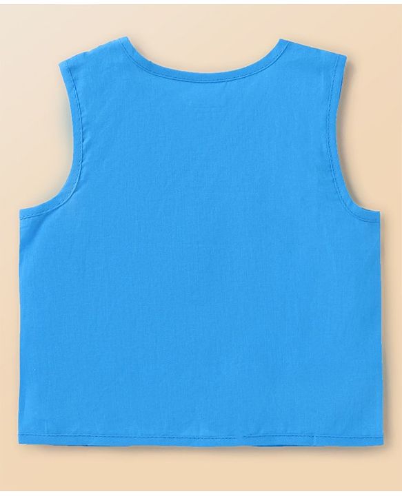 Babyhug 100% Cotton Knit Sleeveless Front Open Jhablas with Striped & Car Print  Pack of 3 - Orange White & Blue