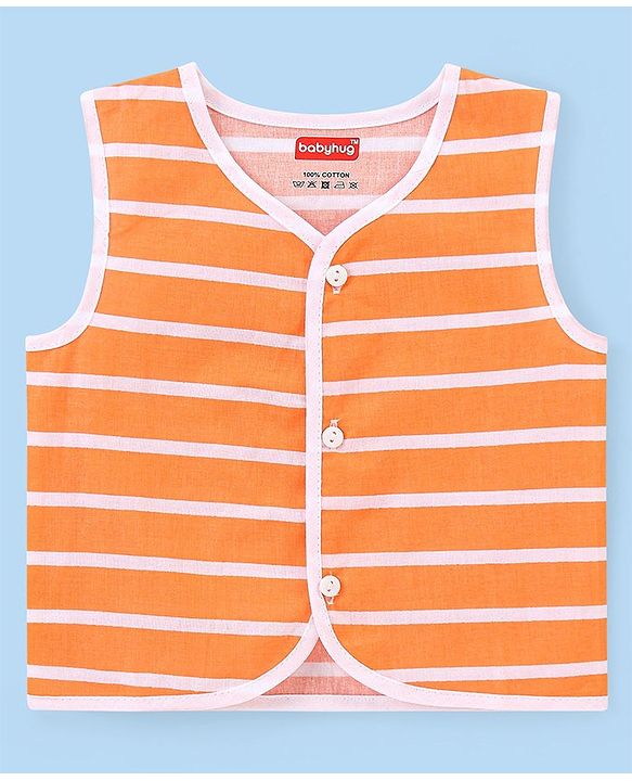 Babyhug 100% Cotton Woven Sleeveless  Jhablas Bunny & Bear Print Pack of 3 - Blue Orange & White