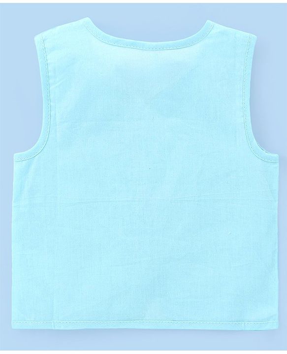 Babyhug 100% Cotton Woven Sleeveless  Jhablas Bunny & Bear Print Pack of 3 - Blue Orange & White