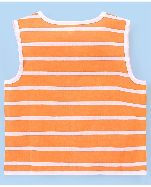 Babyhug 100% Cotton Woven Sleeveless  Jhablas Bunny & Bear Print Pack of 3 - Blue Orange & White