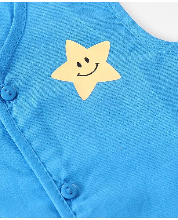 Babyhug 100% Cotton Woven Sleeveless Stars  Printed Jhabla Pack of 3 - White Yellow & Blue
