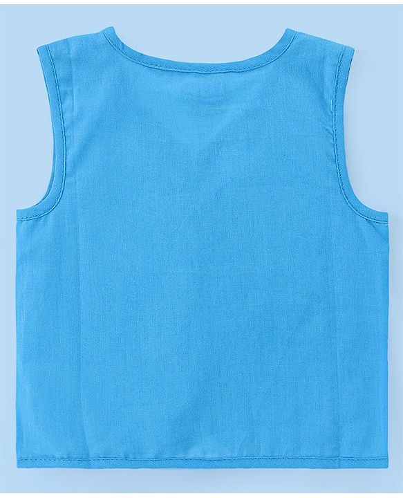 Babyhug 100% Cotton Woven Sleeveless  Jhablas Numbers Print Pack of 3 - Blue & White