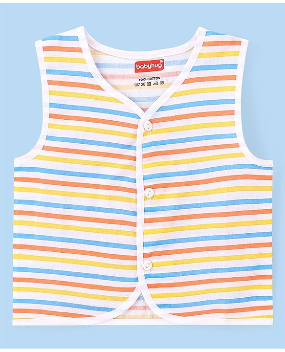 Babyhug 100% Cotton Woven Sleeveless  Jhablas Numbers Print Pack of 3 - Blue & White