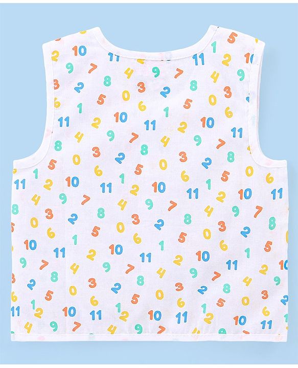 Babyhug 100% Cotton Woven Sleeveless  Jhablas Numbers Print Pack of 3 - Blue & White