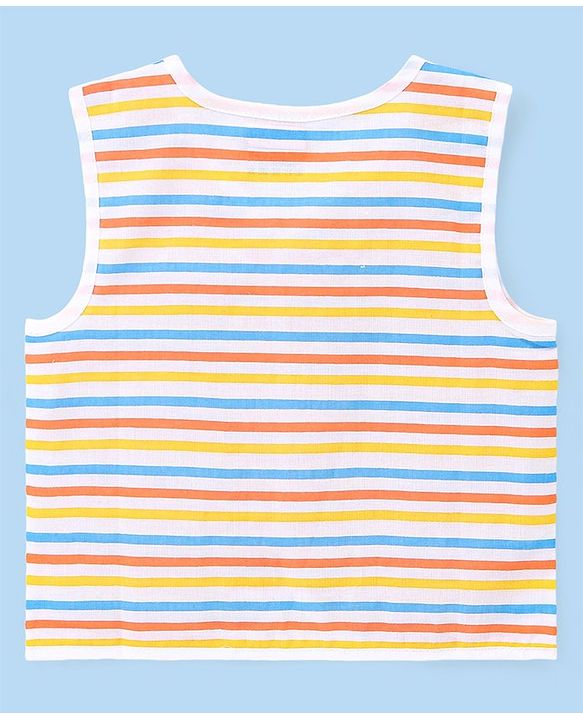 Babyhug 100% Cotton Woven Sleeveless  Jhablas Numbers Print Pack of 3 - Blue & White