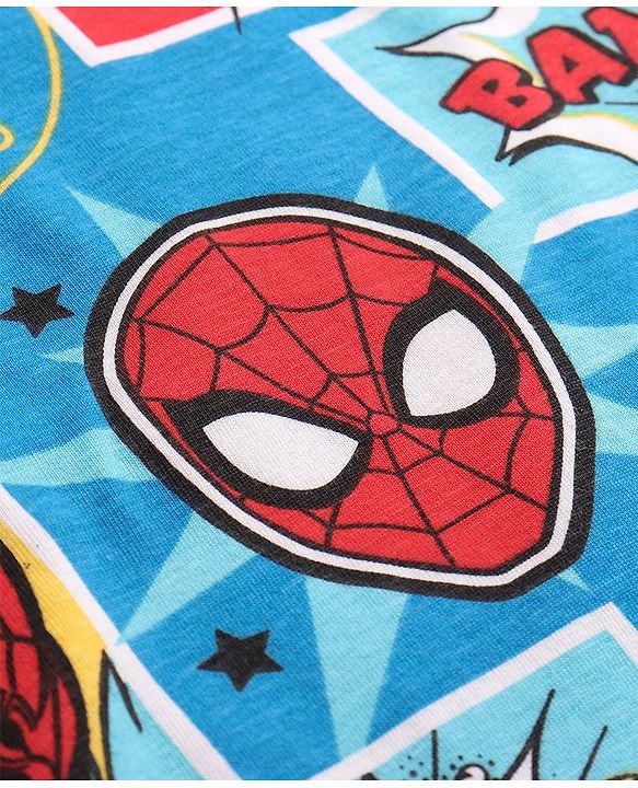Pine Kids Marvel Single Jersey Knit Half Sleeves T-Shirt With Spider Man All over Print - Multicolor