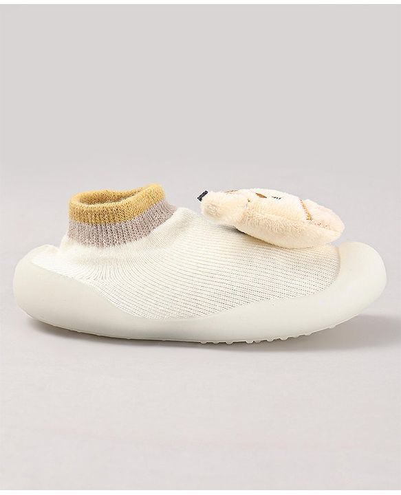 Cute Walk by Babyhug Cow Applique Slip On Sock Shoes - Beige