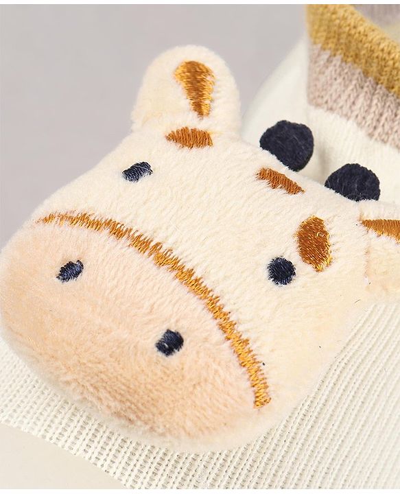 Cute Walk by Babyhug Cow Applique Slip On Sock Shoes - Beige
