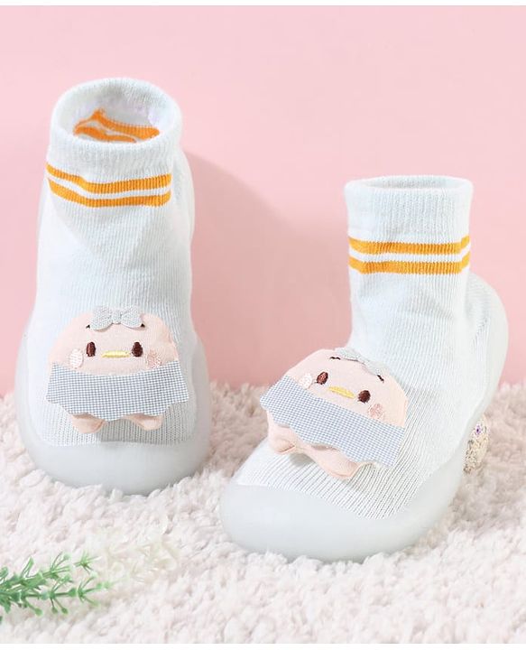 Cute Walk by Babyhug Teddy Applique Slip On Sock Shoes - Blue