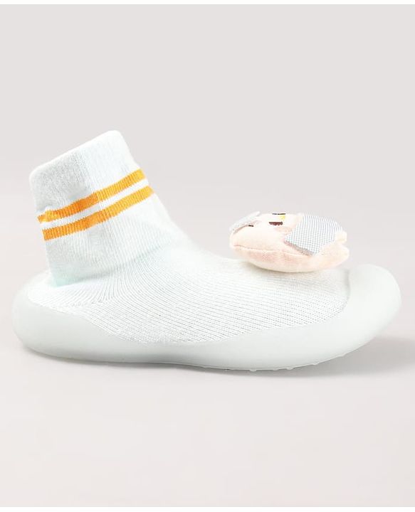 Cute Walk by Babyhug Teddy Applique Slip On Sock Shoes - Blue