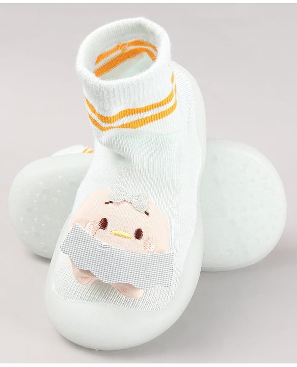 Cute Walk by Babyhug Teddy Applique Slip On Sock Shoes - Blue