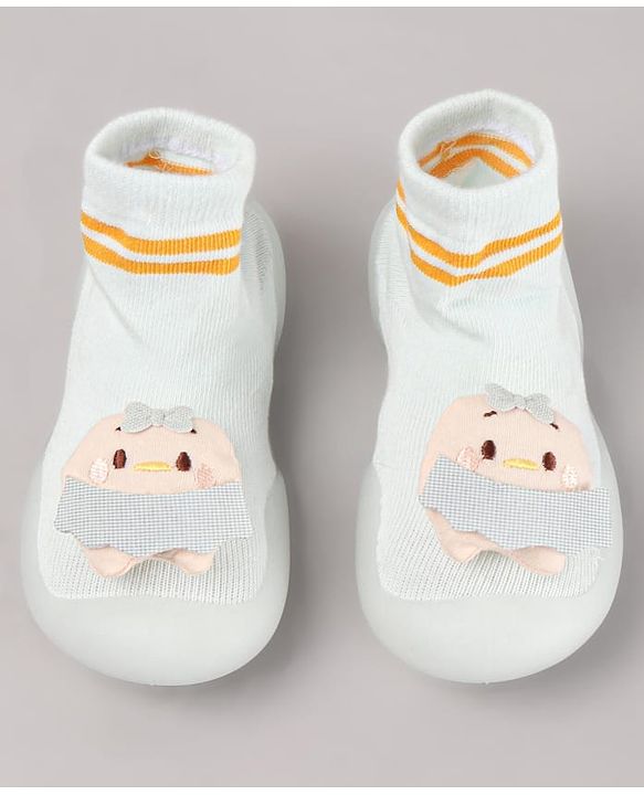 Cute Walk by Babyhug Teddy Applique Slip On Sock Shoes - Blue