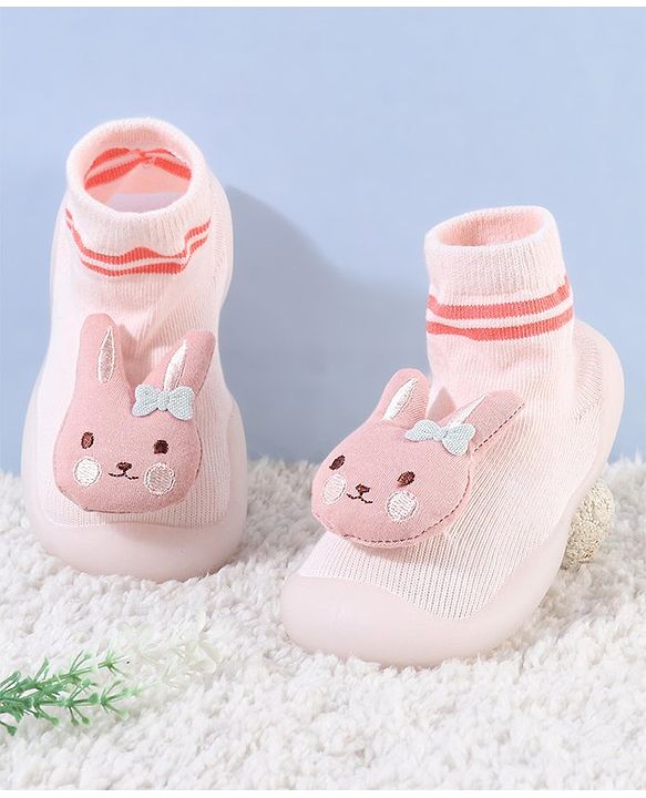 Cute Walk by Babyhug Teddy Applique Slip On Sock Shoes - Green