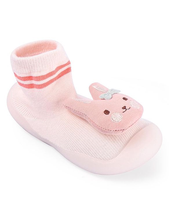 Cute Walk by Babyhug Teddy Applique Slip On Sock Shoes - Green