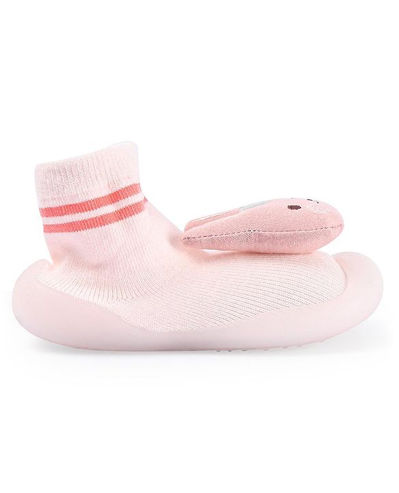 Cute Walk by Babyhug Teddy Applique Slip On Sock Shoes - Green
