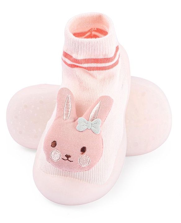 Cute Walk by Babyhug Teddy Applique Slip On Sock Shoes - Green