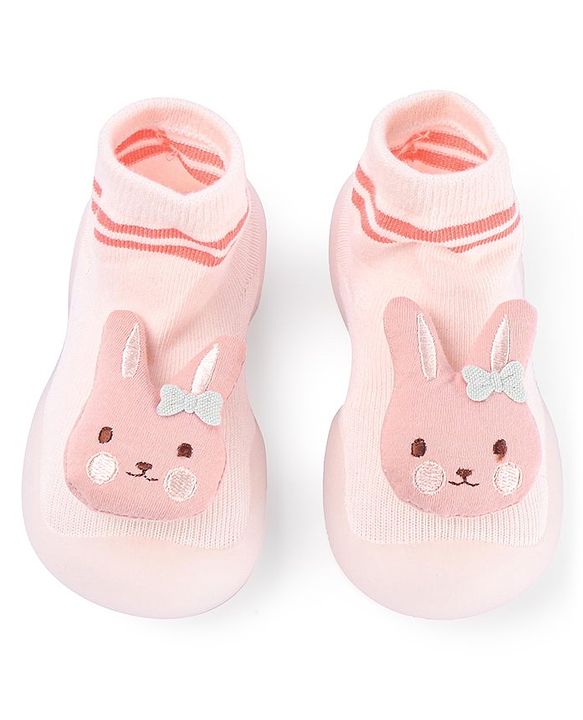 Cute Walk by Babyhug Teddy Applique Slip On Sock Shoes - Green