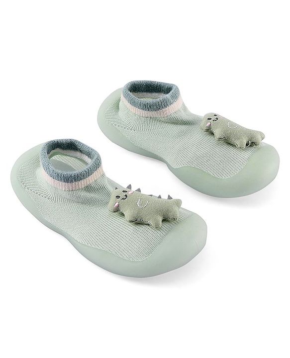 Cute Walk by Babyhug Socks Shoes Dino Applique - Green