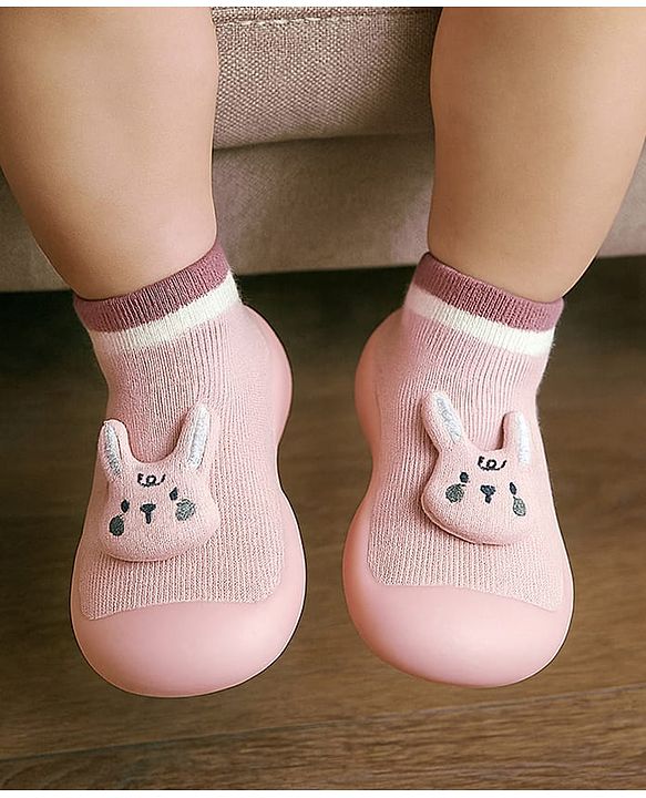 Cute Walk by Babyhug Socks Shoes Dino Applique - Pink