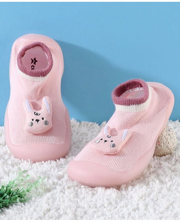Cute Walk by Babyhug Socks Shoes Dino Applique - Pink