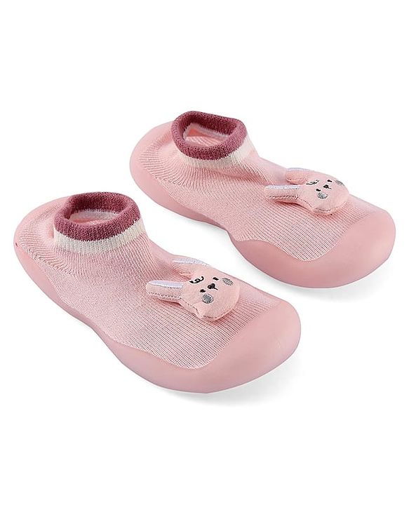 Cute Walk by Babyhug Socks Shoes Dino Applique - Pink