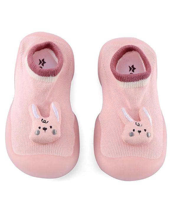 Cute Walk by Babyhug Socks Shoes Dino Applique - Pink