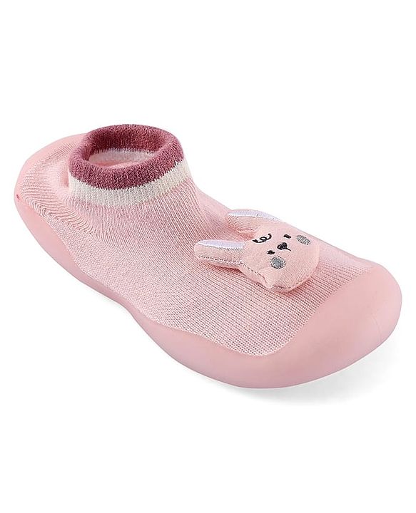 Cute Walk by Babyhug Socks Shoes Dino Applique - Pink