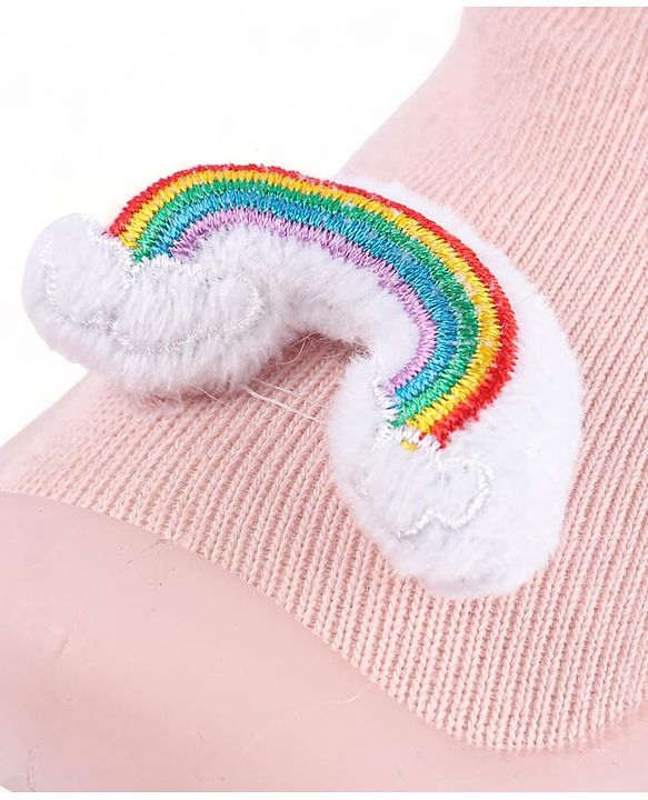 Cute Walk by Babyhug Rainbow Applique Slip On Sock Shoes- Pink