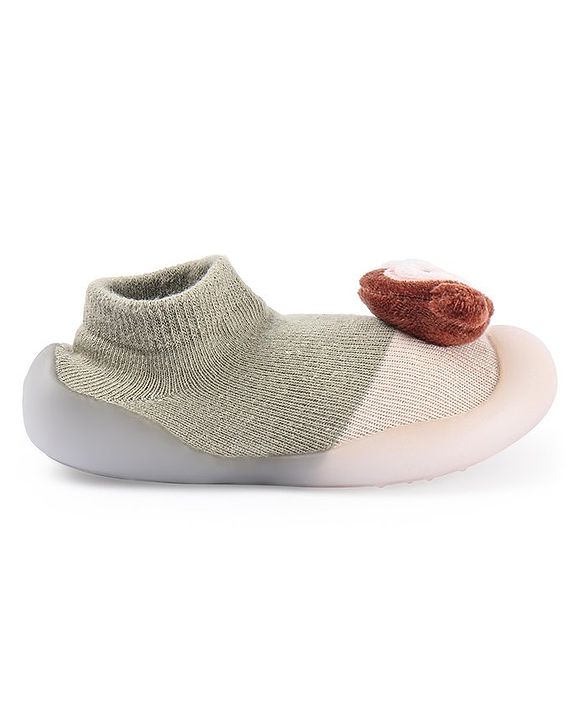 Cute Walk by Babyhug Koala Bear Applique Slip On Sock Shoes - Green