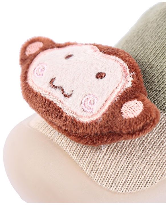 Cute Walk by Babyhug Koala Bear Applique Slip On Sock Shoes - Green