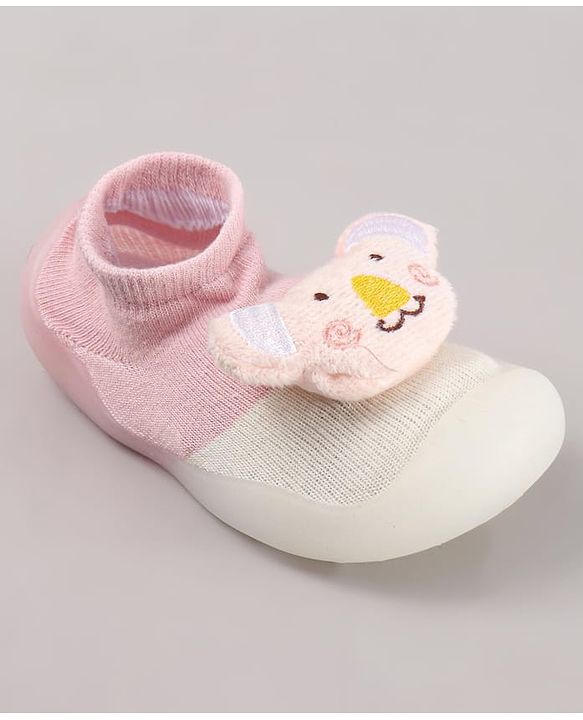 Cute Walk by Babyhug Koala Bear Applique Slip On Sock Shoes - Green