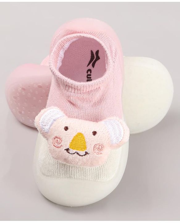 Cute Walk by Babyhug Koala Bear Applique Slip On Sock Shoes - Green