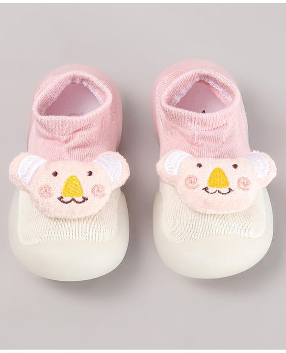 Cute Walk by Babyhug Koala Bear Applique Slip On Sock Shoes - Green