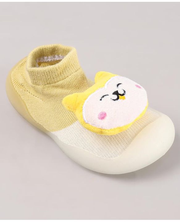 Cute Walk by Babyhug Puppy Applique Slip On Sock Shoes - Yellow