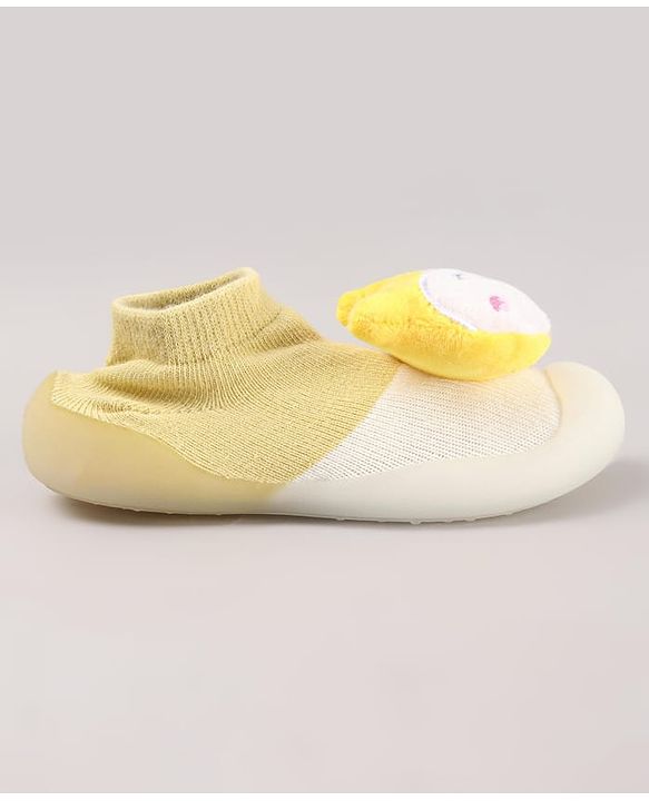 Cute Walk by Babyhug Puppy Applique Slip On Sock Shoes - Yellow
