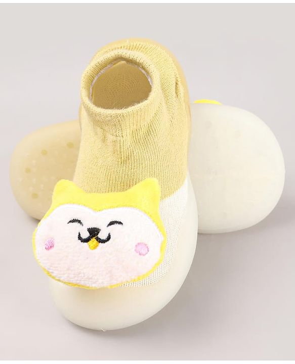 Cute Walk by Babyhug Puppy Applique Slip On Sock Shoes - Yellow