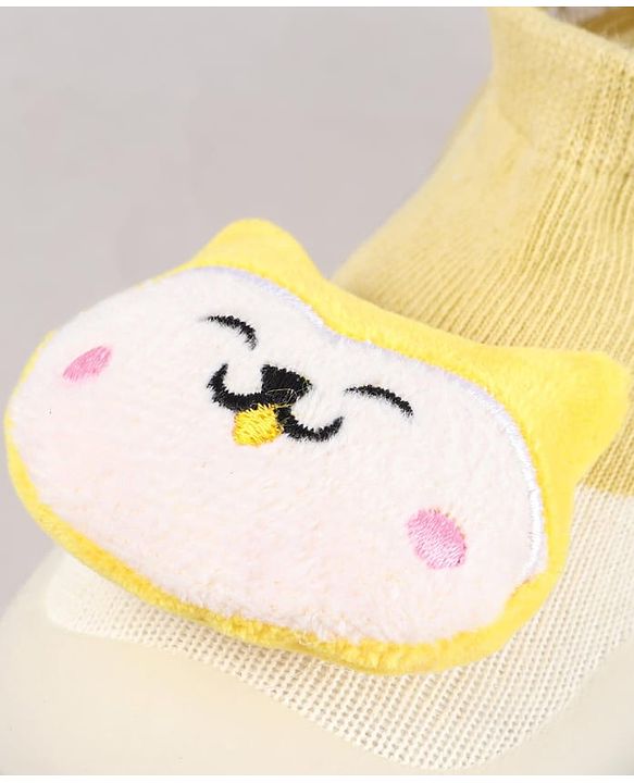 Cute Walk by Babyhug Puppy Applique Slip On Sock Shoes - Yellow