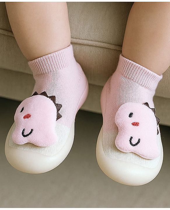 Cute Walk by Babyhug Puppy Applique Slip On Sock Shoes - Yellow