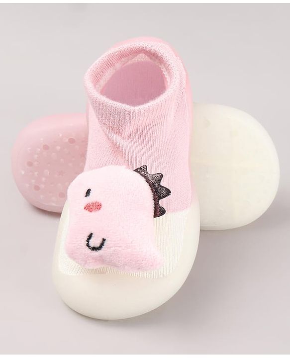 Cute Walk by Babyhug Puppy Applique Slip On Sock Shoes - Yellow