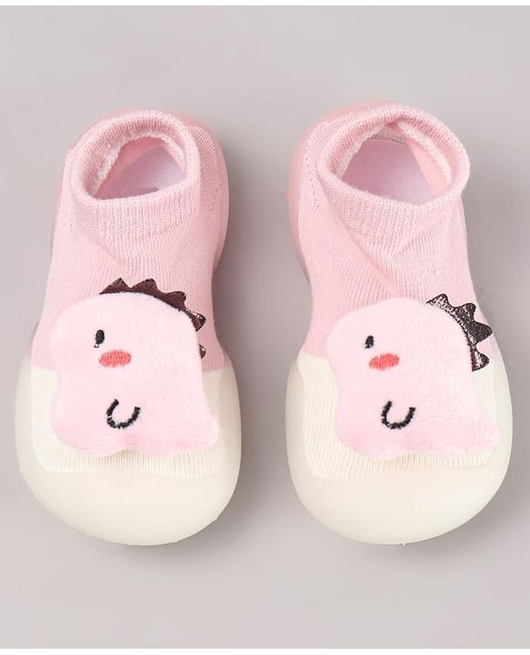 Cute Walk by Babyhug Puppy Applique Slip On Sock Shoes - Yellow