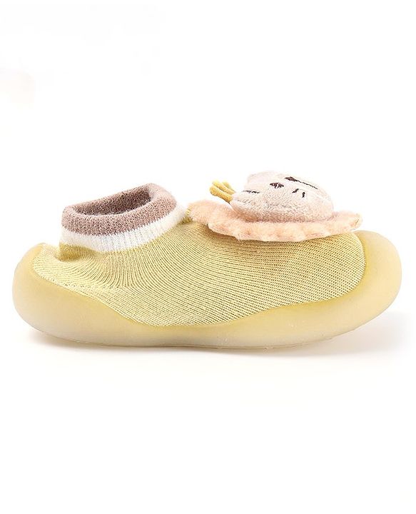Cute Walk by Babyhug Lion Applique Slip On Sock Shoes - Yellow