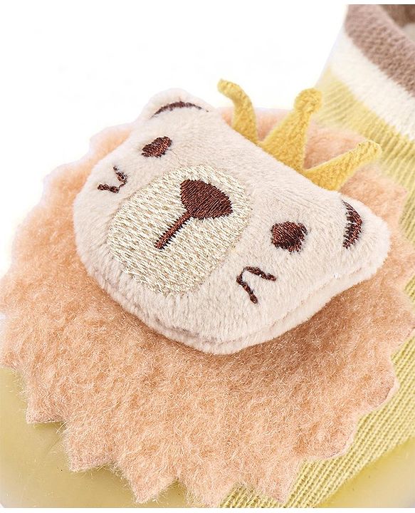 Cute Walk by Babyhug Lion Applique Slip On Sock Shoes - Yellow