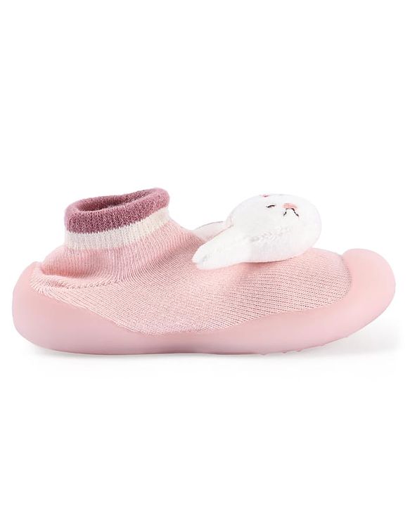 Cute Walk by Babyhug Lion Applique Slip On Sock Shoes - Yellow