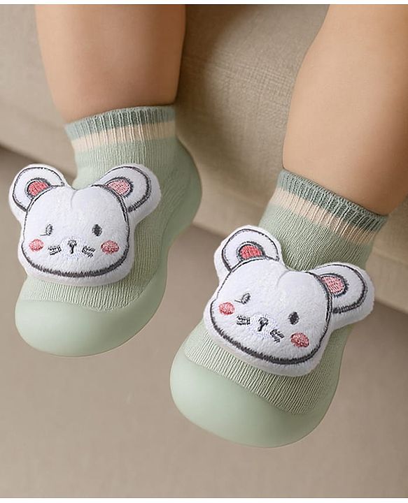 Cute Walk by Babyhug Lion Applique Slip On Sock Shoes - Yellow