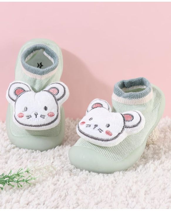 Cute Walk by Babyhug Lion Applique Slip On Sock Shoes - Yellow